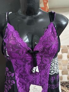 Purple Patchwork Lace Nightgown
