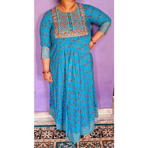 Blue Long Anarkali Kurti