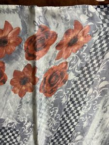 silver colour flowers print saree