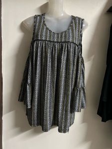 Boho Print Cold Shoulder Tunic Top