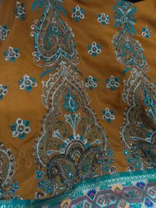 Embroidered Mustard Saree