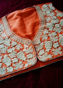 Embroidered Orange Ethnic Vest