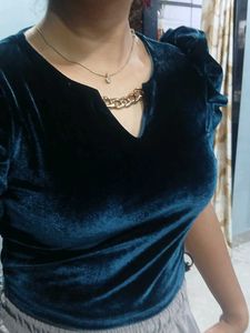 Velvet Top with Gold Chain Detail