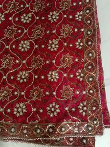 4 Tym Used Heavy Embroidry Sari No return/Norefund