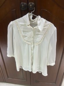 Chic Sheer Blouse with Pearl Buttons