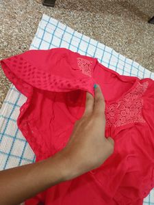 Vibrant Red Embroidered Kurta