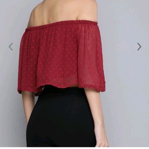 HERE AND NOW Maroon Cropped Top