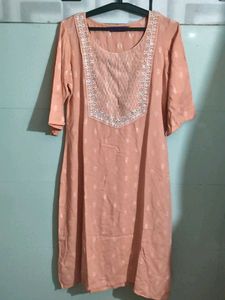 libas Peach Embroidered Kurta