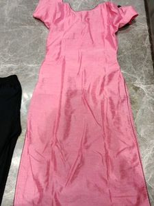 Pink Kurta with Black Leggings