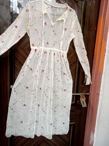 Sheer Embroidered Floral Mini Dress