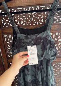 Zara Limited Festive Collection Beaded Strap Dress