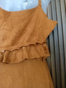 Orange Suede Halter Dress