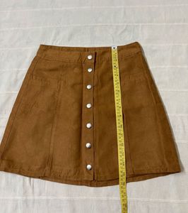 H&amp;M Button-Front Suede Mini Skirt