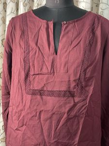 Maroon Embroidered Kurti
