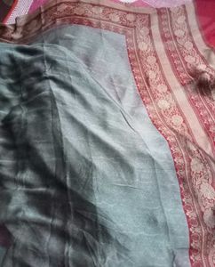 Grey Soft Silk Saree with Maroon Designer Border