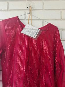 Maroon Sequinned Kurta Set with Sharara