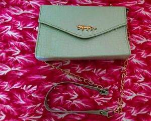 Stylish Light Green Croc Embossed Handbag