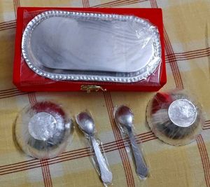 Exquisite German Silver Bowls and Tray Set