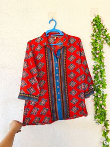 Vibrant orange Ethnic Printed Kurta