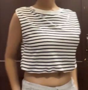 Striped Cropped Sleeveless Top