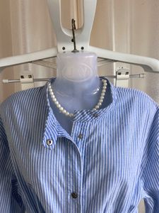Imported back corset cotton stripped dress