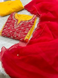 Designer Embroidered Red &amp; Yellow Blouse