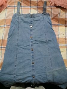 price drop🩷Denim Button-Front Pinafore Dress