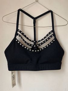 Black Embellished Sports Bra