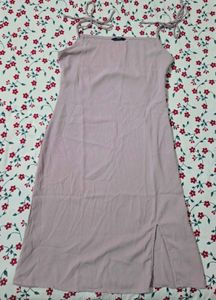 Pastel Pink Slip Dress with Tie Straps