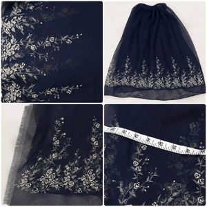 Elegant Navy Floral Dupatta/Material