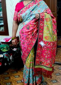 Pastel Multicolour Embroidered Saree