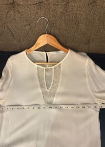 MANGO Elegant White Lace Details Top