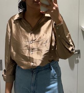 Satin Button-Up Shirt