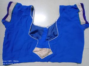 Blue Embroidery daily wear saree