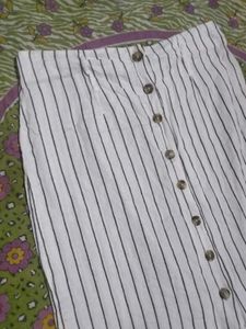 Striped Button-Up Midi Skirt
