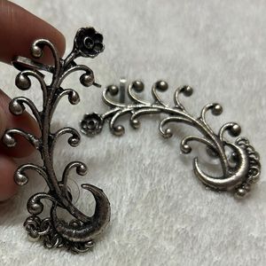 Silver Floral Ear Cuff Set