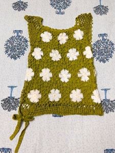 Beautiful Crochet Mehendi Green Top