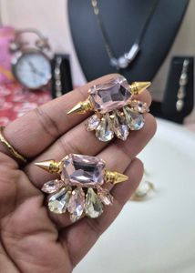 Glam Pink & Crystal Stud Earrings