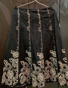 Black Skirt with White Floral Print
