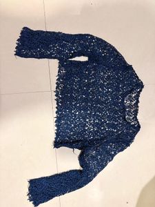 Navy Blue Crochet Knit Top