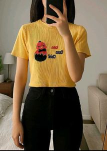 NEW! Cotton Ribbed Yellow Top