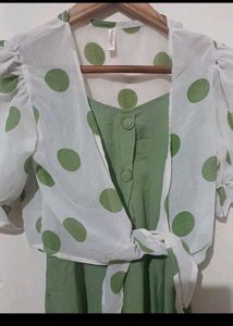 Green Polka Dot Dress with Bolero