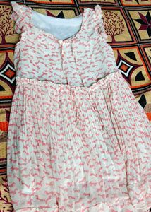 Cute Cat Print Pleated Dress