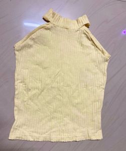 Yellow Ribbed Halter Top