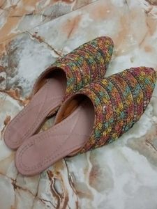 Embroidered Mule Flats