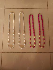 New Unused Set of 4 Beaded Necklaces Haar Mala