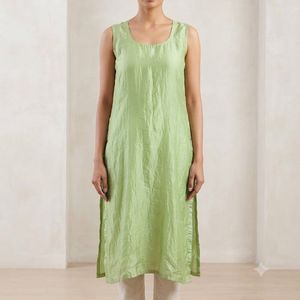 Lime Green Silk Kurta