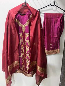 Maroon Banarasi Pant Suit