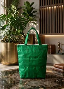 Vibrant Green Tote Bag with Polka Dots