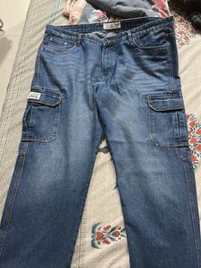 Men's Blue Denim Cargo Jeans totally new